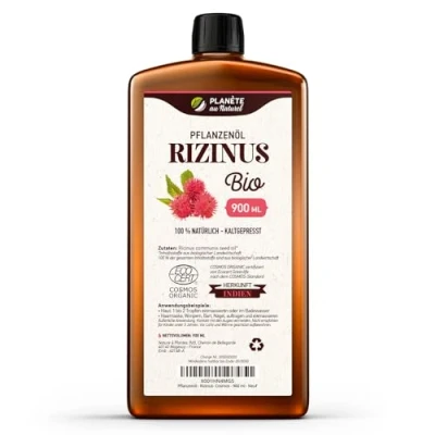 Abbildung von Rizinusöl Bio 900 ml 100% Rein, Natürlich und Kaltgepresst Wimpern, Augenbrauen, Haare, Bart, Nägel