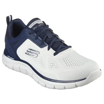 Abbildung von Skechers Herren Track Broader Sneaker, Off White Engineered Mesh Pu Navy Trim, 42.5 EU
