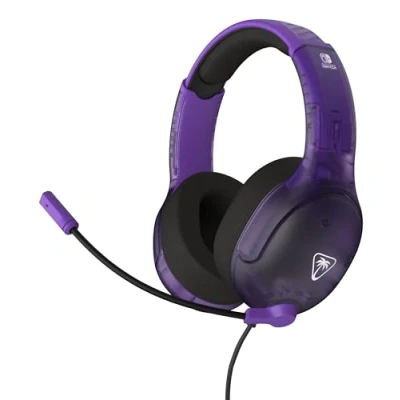 Abbildung von Turtle Beach Airlite Fit Ghost Lila Wired Gaming Headset Offiziell Lizenziert für Nintendo Switch, Lite und OLED Flip to Mute Mic, Over Ear Premium Komfort