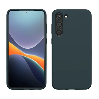 Abbildung von kwmobile Hülle kompatibel mit Samsung Galaxy S23 Plus dünnes Silikon Handy Case stoßfeste Handyhülle weiche Oberfläche Kabelloses Laden Dunkler Schiefer