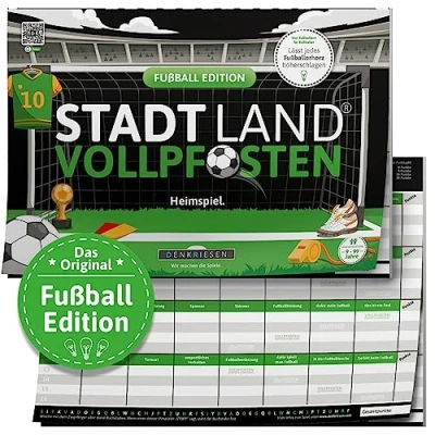 Abbildung von DENKRIESEN Stadt Land VOLLPFOSTEN® FUßBALL Edition Heimspiel. Spielblock Geburtstagsgeschenk Familienspiel Fluss