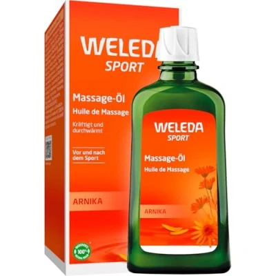 Abbildung von WELEDA Bio Arnika Sport Massageöl 200ml vegan Naturkosmetik Hautpflege Körperöl schützt vor Muskelkater &amp; Verspannung. Ideal als Vorbereitung / Regeneration mit Duft nach Rosmarin Lavendel
