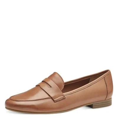 Abbildung von MARCO TOZZI Damen Slipper aus Leder mit Blockabsatz, Braun (Cognac), 41 EU
