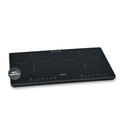 Abbildung von Severin Induktionskochplatte 2 Platten, kratzfeste Glaskeramik Kochfelder, matt, 10 Leistungsstufen, Touch Display, Timerfunktion, automatische Abschaltung, 3.400W, schwarz, Glas, DK 1033