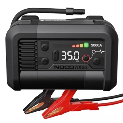 Abbildung von NOCO Boost Air AX65: 2000A Starthilfe mit 22A 100 PSI Luftkompressor Für Benzinmotoren bis 8,0L und Dieselmotoren 6,0L Reifenaufpumpen von 0 40 in nur 2,0 Minuten