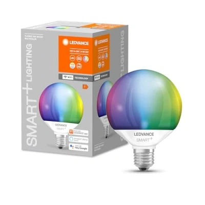 Abbildung von LEDVANCE E27 LED Lampe Wifi, Globeform Leuchtmittel mit 14 W (1521Lumen) ersetzt 100 Glühbirne, dimmbar, RGBW Lichtfarbe (2700 6500K), kompatibel Alexa, google oder App, Lampen im 1er Pack