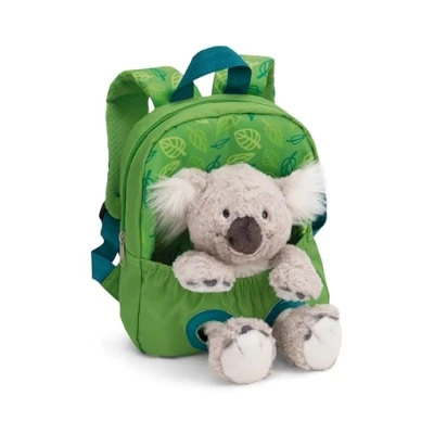 Abbildung von Rucksack mit Plüschtier 21x26cm Koala 25cm grün Abnehmbarer Pluschspielzeug Weich Flauschig, Kindergartenrucksack Kuscheltier für Jungen und Mädchen 61744