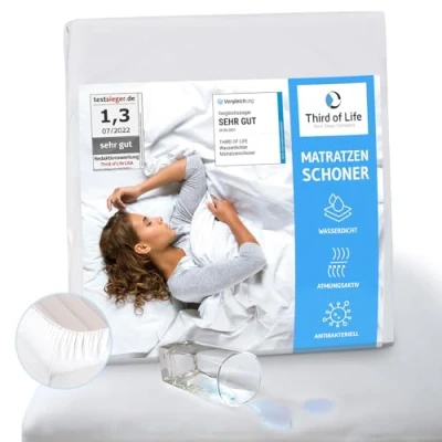 Abbildung von Matratzenschoner 200 x cm wasserdicht, Atmungsaktive Matratzenauflage, Anti Milben Matratzenbezug, Wasserundurchlässiger Matratzen Schutz, Topper 200x200, Hygienische Bettunterlage
