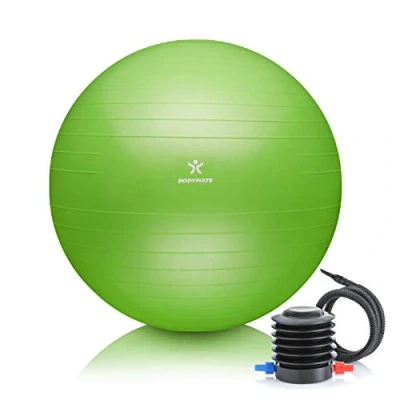 Abbildung von BODYMATE Gymnastikball Sitzball Trainingsball mit GRATIS E Book inkl. Luft Pumpe, Ball für Fitness, Yoga, Gymnastik, Core Training, starken Rücken als Büro Stuhl Lime Green 75cm