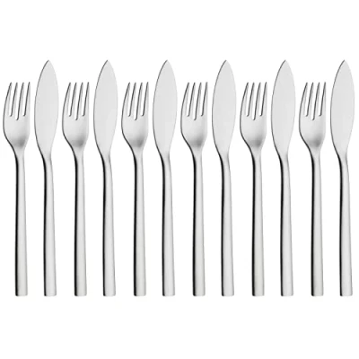 Abbildung von WMF Nuova Fischbesteck Set 12 teilig, Fischset für 6 Personen, Fischgabel, Fischmesser, Cromargan Edelstahl poliert, spülmaschinengeeignet