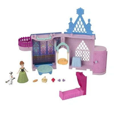 Abbildung von Mattel Disney Die Eiskönigin Storytime Stackers Spielset, Puppenhaus von Annas Schloss in Arendelle mit kleiner Puppe, Olaf und 7 Zubehörteilen, inspiriert den Filmen Eiskönigin“, JDP65