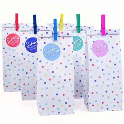 Abbildung von Papierdrachen 24 Bedruckte Geschenktüten zum Geburtstag Thema Konfetti Mitgebsel Befüllen und Verschenken kleines Dankeschön an Deine Gäste Kindergeburtstag