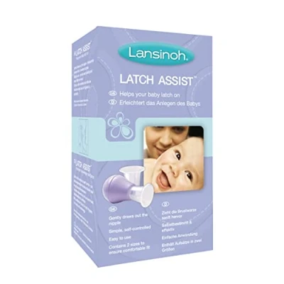Abbildung von Lansinoh Latch Assist Nipple Everter with case for Breastfeeding mums, offers temporary correction of flat or inverted nipples, 2 size cones within the pack and hygienic carry