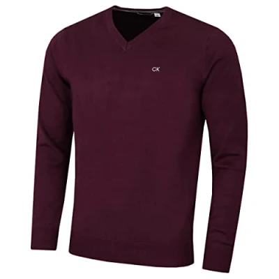 Abbildung von Calvin Klein Herren V Ausschnitt Soft Cotton Pullover French Burgundy M