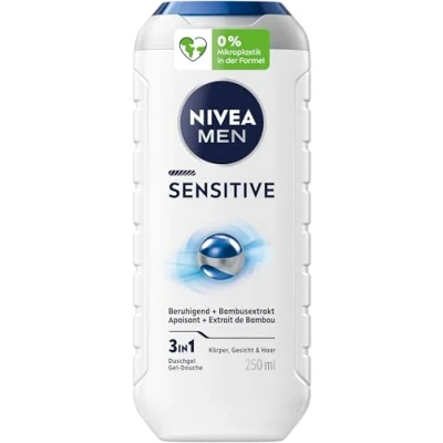 Abbildung von NIVEA MEN Sensitive Duschgel, pH hautneutrale Pflegedusche für Männer mit empfindlicher Haut, milde Formel Bambusextrakt Körper, Gesicht und Haar (250 ml)