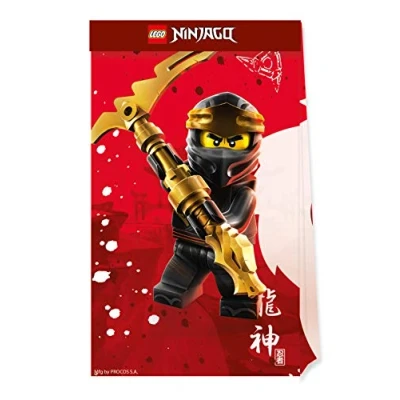 Abbildung von Procos 92242 Partytüten, Lego Ninjago, FSC® Mix, 4 Stück, Papiertüten, Mitgebsel, Geburtstag, Mottoparty