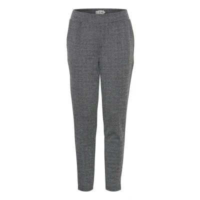 Abbildung von ICHI Stoffhose, Damen, Größe: Large, Black white herringbone
