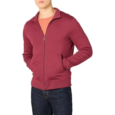 Abbildung von Amazon Essentials Herren Fleece Jacke mit durchgehendem Reißverschluss, Rot, M