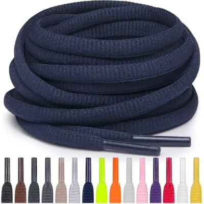 Abbildung von Miscly Schnürsenkel Oval, Reißfest für Sportschuhe, Sneaker und Laufschuhe 100% Polyester Ø 6mm (69 cm, Marineblau)