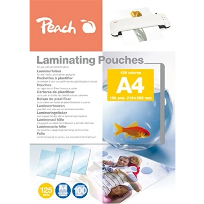 Abbildung von Peach Laminierfolien A4 125 mic 100 pouches glänzend Premiumqualität für beste Laminierergebnisse geeignet alle Laminiergeräte PP525 02