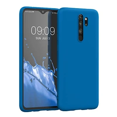 Abbildung von kwmobile Hülle kompatibel mit Xiaomi Redmi Note 8 Pro weiches TPU Silikon Case Cover geeignet für kabelloses Laden Blue Reef