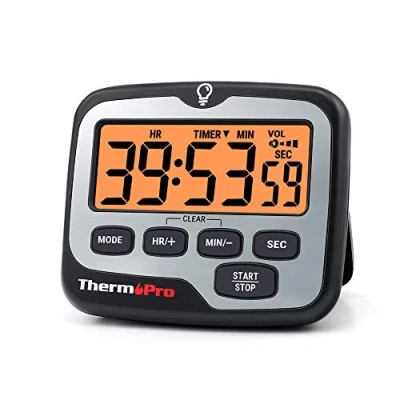 Abbildung von ThermoPro TM01 Küchentimer, digital, mit großem LCD Display, Lautstärke, Alarm, Timer, Multifunktions verstellbar, Countdown, Hintergrundbeleuchtung
