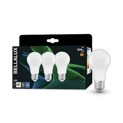 Abbildung von BELLALUX LED Lampe für E27 Sockel, matte Optik ,Kaltweiß (4000K), 806 Lumen, Ersatz herkömmliche 60W Leuchtmittel, nicht dimmbar, 3 er Pack