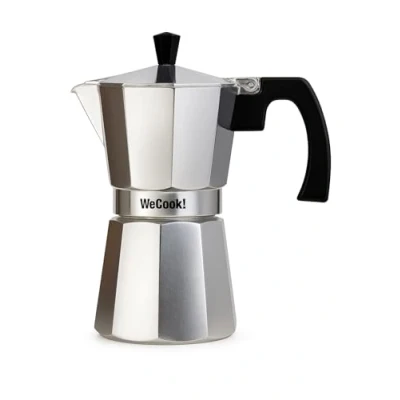 Abbildung von WECOOK! Paola Espressomaschine für die Herdplatte, Espressokocher, Italienischen Kaffee, Moka Kanne Kaffeebereiter Aluminium, 1 Tasse, Silikondichtung, Sicherheitsventil, Vitrokeramik, Gas