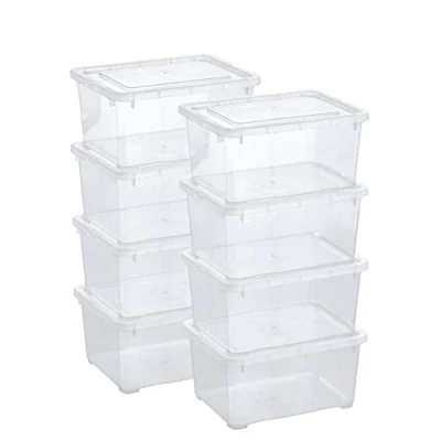 Abbildung von Grizzly Kleine Aufbewahrungsbox mit Deckel, 1,7 L transparente Box, 8er Set, belüftet, stapelbar, ideale Organizer Boxen Belüftung