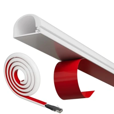 Abbildung von Mini Kabelkanal Weiß Selbstklebend Flexibel,Kabelschacht Weiss,Kabelkanal Wand,Kabel Verstecken Kanal Halbrund Klein Kabelabdeckung,Kabelkanäle TV,Kabelleiste Kabeltunnel,Cable Hider,2M