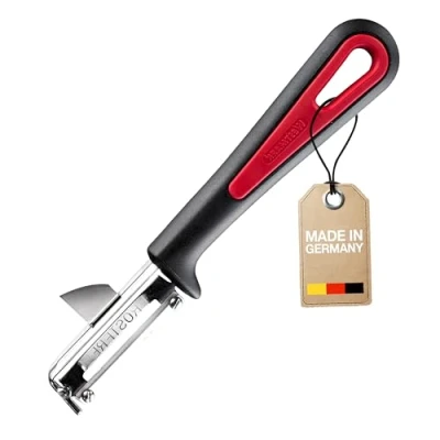 Abbildung von Westmark Universal Sparschäler/Pendelschäler Mit Ausstecher, Für Linkshänder, Gallant, aufgeschraubter Edelstahlklinge, Farbe: Schwarz/Rot, 29032270, 16.5 x 3.7 2 cm