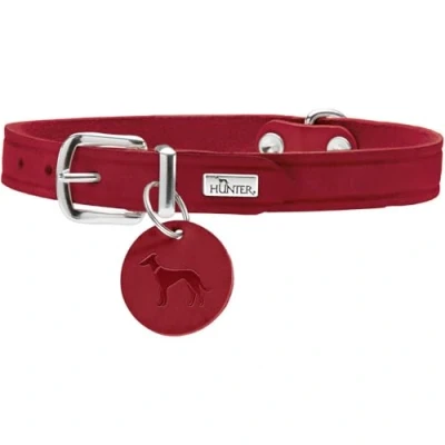 Abbildung von HUNTER AALBORG Hundehalsband, Leder, schlicht, robust, komfortabel, 32 (XS), rot