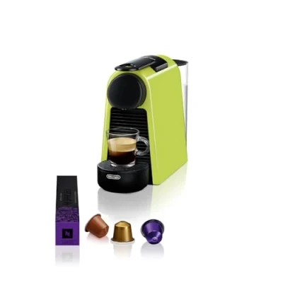Abbildung von Nespresso De&#039;Longhi EN 85.L Essenza Mini Kaffeekapselmaschine, Welcome Set mit Kapseln in unterschiedlichen Geschmacksrichtungen, 19 bar Pumpendruck, Platzsparend,Lime