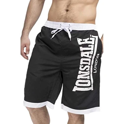 Abbildung von Lonsdale Herren CLENNELL Badehose, Schwarz/Weiß, 3XL