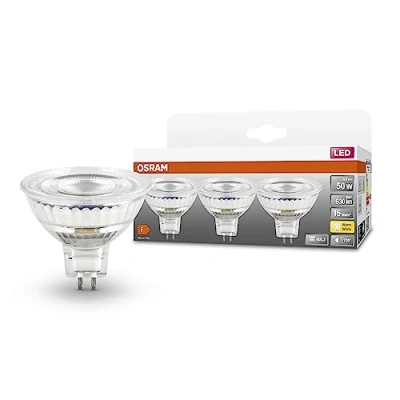 Abbildung von OSRAM LED SPOT MR16 GL 50 Niedervolt Reflektorlampe, Sockel GU5.3, 6,5W, 30lm, 2700K, warmweißes Licht, sehr geringer Energieverbrauch, lange Lebensdauer, keine Aufwärmzeit, 3er Pack