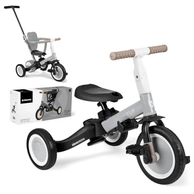 Abbildung von KikkaBoo Evolutionäres Baby Dreirad, 5 in 1, Flip, Kinderfahrrad von 1 Jahr bis Jahren, Trike, vom Dreirad zum Fahrrad mit oder ohne Pedale, verstellbar und transformierbar, Grau