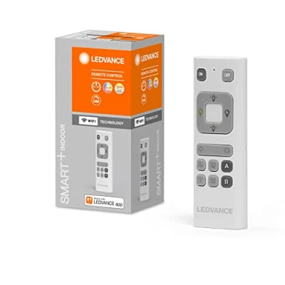 Abbildung von LEDVANCE Smart Fernbedienung in weiß, WiFi remote control zur Änderung der Farben, An /Auschalten und Dimmen von Produkten, 32g, 41mmx120mm, Batterie betrieben 2xAAA, RGBW Farbsteuerung