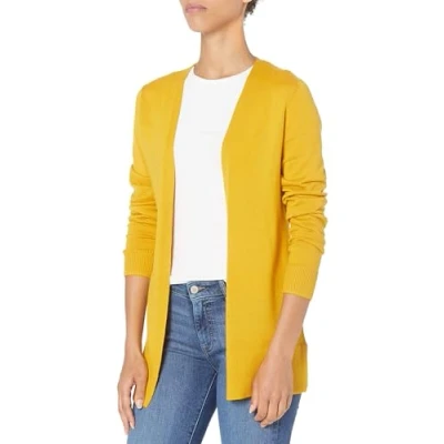Abbildung von Amazon Essentials Damen Leichte Strickjacke ohne Knöpfe (in Übergröße erhältlich), Gold, XS