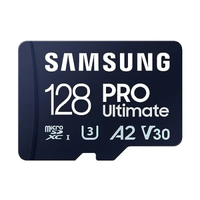 Abbildung von Samsung PRO Ultimate microSD Karte + SD Adapter, 128 GB, Für Smartphones, Drohne und Action Cam , UHS I U3, 200 MB/s Lesen, 130 Schreiben,‎ MB MY128SA/WW