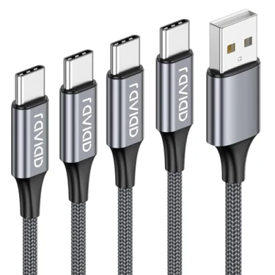 Abbildung von RAVIAD USB C Kabel [4Pack 0.5M 1M 2M 3M] 3.1A Ladekabel Schnellladekabel Nylon für iPhone 15 Pro Max, Samsung Galaxy S24 S23 S22 S21 S20 Note 10, Huawei P60