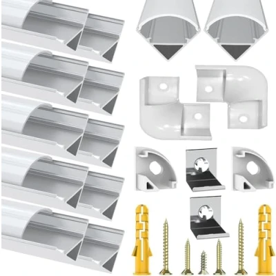 Abbildung von Chesbung LED Aluminium Profil V Form für Streifen, 10x1M Indirekte Beleuchtung Decke Strips/Band 12mm, Alu mit Milchig Weißer Abdeckung, Diffusoren Kanal Kanäle