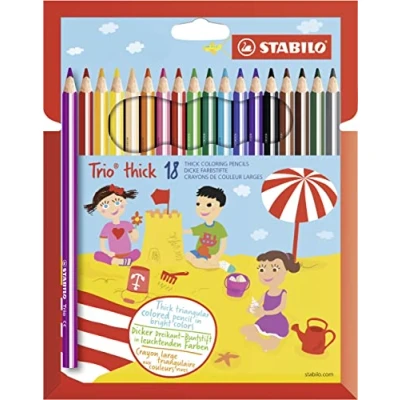 Abbildung von Dreikant Buntstift STABILO Trio dick 18er Pack mit 18 verschiedenen Farben