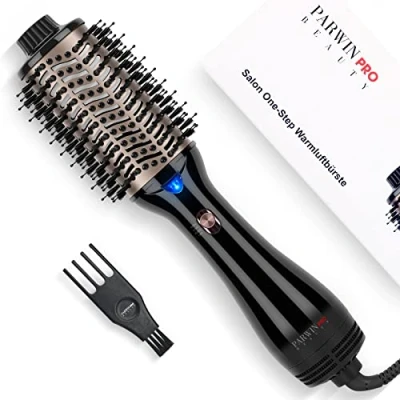 Abbildung von One Step Warmluftbürste, PARWIN PRO BEAUTY Haartrockner und Volumenbürste, 4 in 1 Ovale Föhnbürste, Trocknen, Glätten Volumen, Ionen Pflege, 1000 Watt, Schwarz