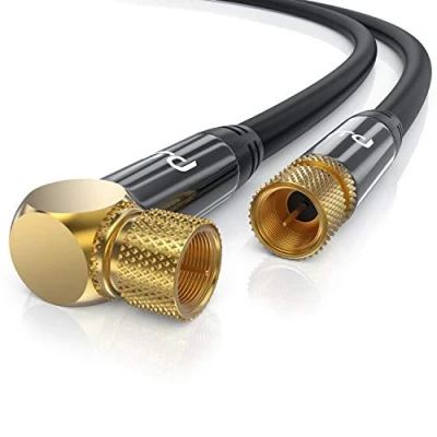 Abbildung von CSL 5m SAT Kabel 8k 4k HDTV 90 Grad gewinkelt 135db Premium Antennen Satellitenkabel F Stecker TV Radio DVB T C S S2 Abschirmmaß 75 Ohm Schwarz
