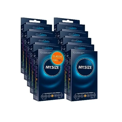 Abbildung von MY.SIZE Classic Kondome Größe 4 I 57 mm Breite 100 Stück Maxipackung Premium extra dünn gefühlsecht hauchzart dünne 0,07 Wandstärke vegan Condoms for men