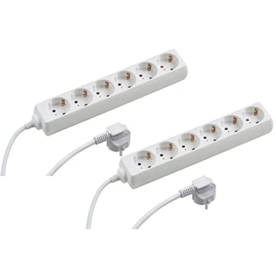 Abbildung von Meister Steckdosenleiste 6 fach 2er Set 5 m Kabel weiß IP20 Innenbereich / Steckerleiste Mehrfachsteckdose Tischsteckdose Tido 7430480