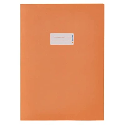 Abbildung von HERMA 5534 Heftumschläge A4 Papier Orange, 10 Stück, Hefthüllen mit Beschriftungsfeld aus extrem kräftigen &amp; satten Farben, Heftschoner Set für Schulhefte, farbig