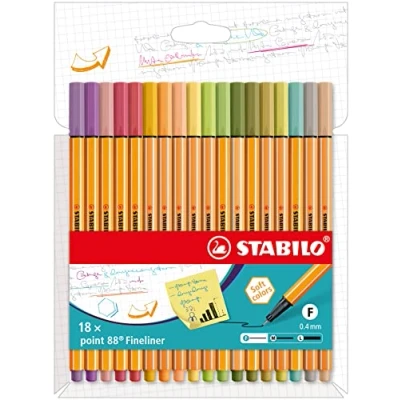 Abbildung von Fineliner STABILO point 88 18er Pack mit 18 verschiedenen Farben