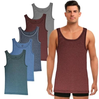 Abbildung von SGS 5er Pack: Stilvolle Unterhemden Herren &amp; Tank Top in Weiß Schwarz oder Bunt ideal als Muskelshirt Unterziehshirt