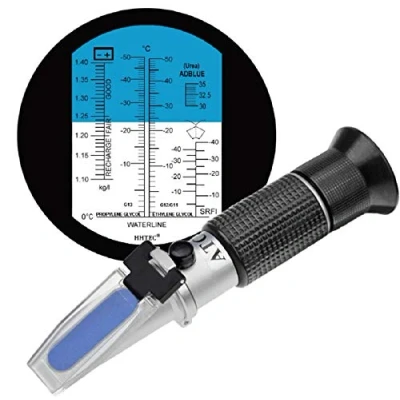 Abbildung von HHTEC 4 in 1 Frostschutz Refraktometer Ethylenglykol(G11,G12), Propylenglykol(G13), für Gefrierpunkt von Kühlwasser, Scheibenwasser, AdBlue, Batterie, Diesel exhaust fluid (DEF)